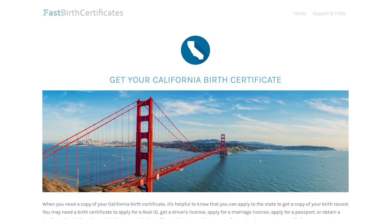 How to Get a California Birth Certificate | FastBirthCertificates